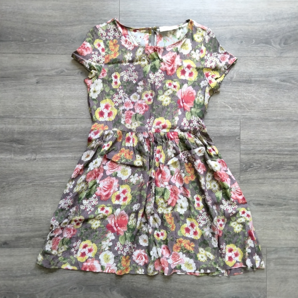 Anthropologie Sam & Lavi Botanica Floral Swing Dress Women's Size 2 Short Sleeve